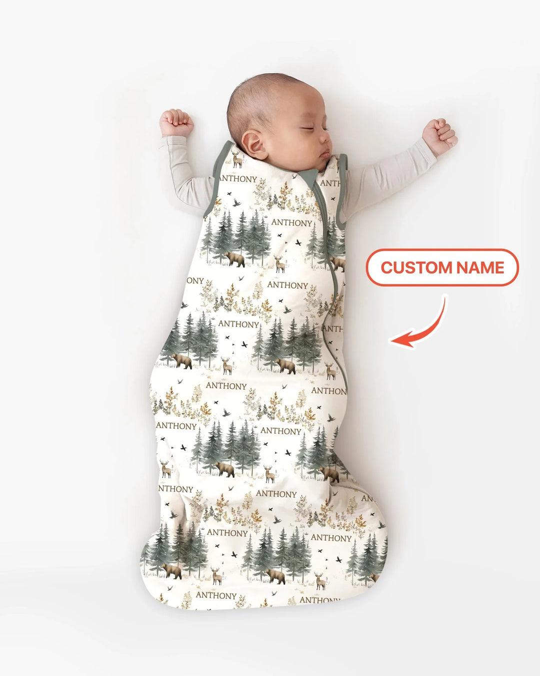 Custom Name Forest Bear Deer Bamboo Sleep Bag