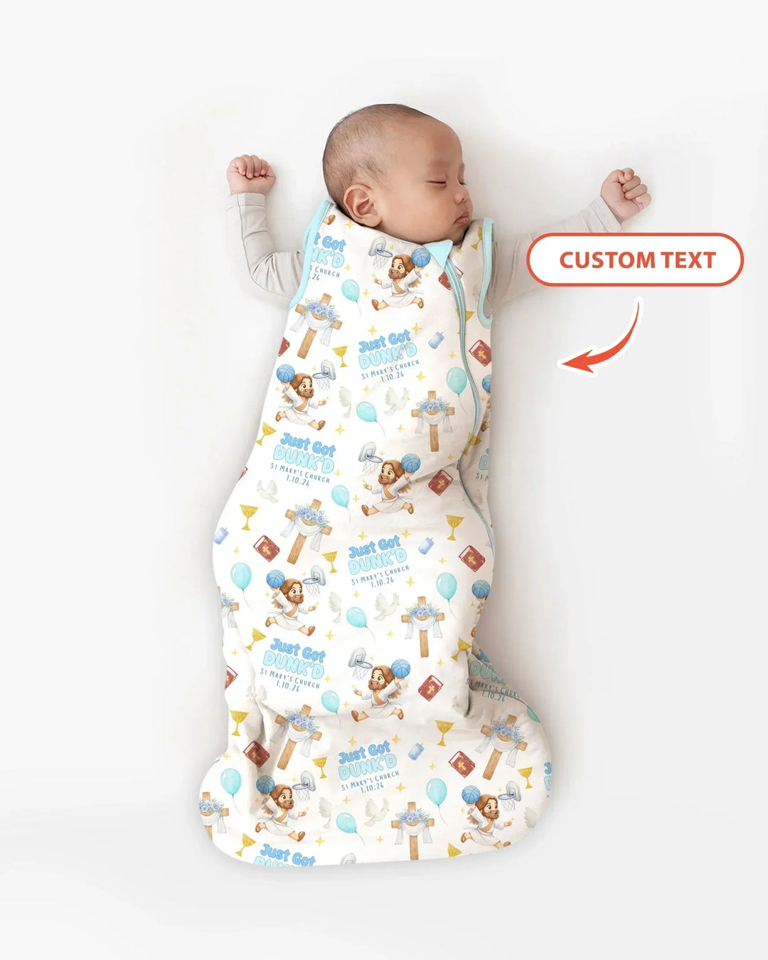 Custom Name Baptism Just Got Dunk'd Bamboo Sleep Bag