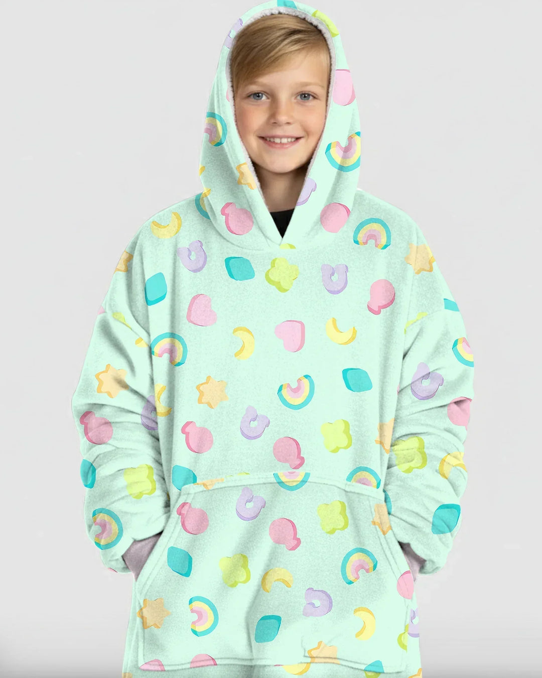Pastel Lucky Charms Scatter Wearable Bamboo Blanket Hoodie
