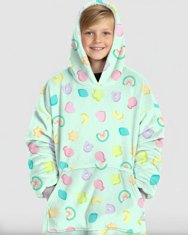 Pastel Lucky Charms Scatter Wearable Bamboo Blanket Hoodie