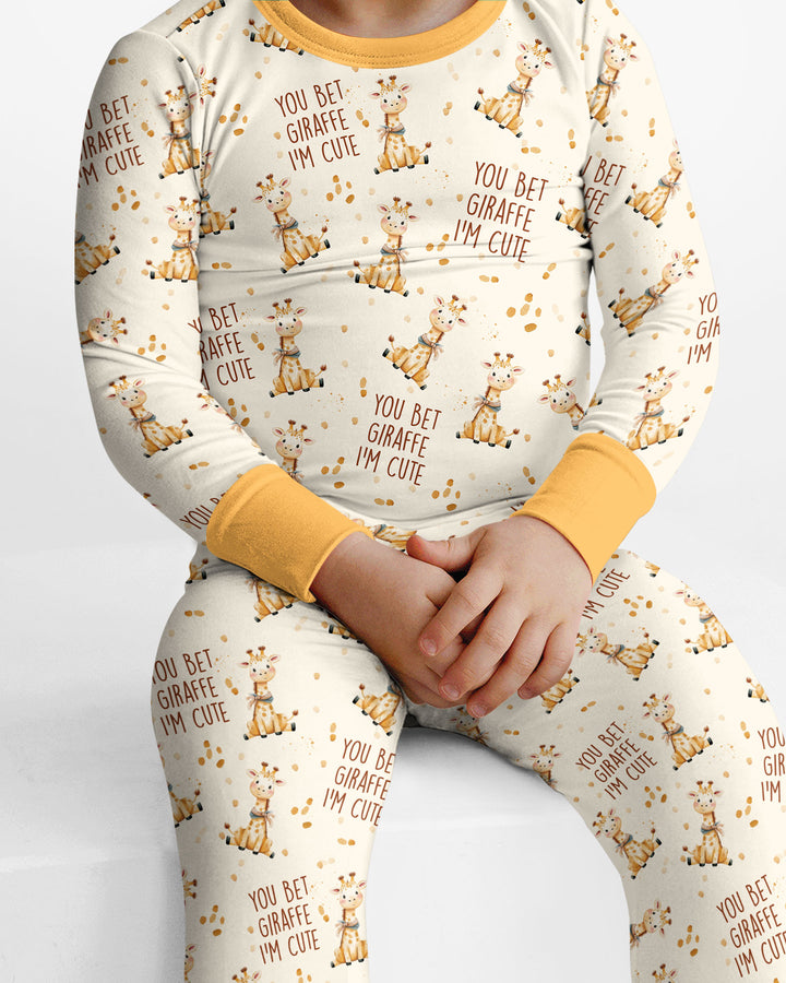 You Bet Giraffe I'm Cute Bamboo Two Piece Long Sleeve Pajama Set