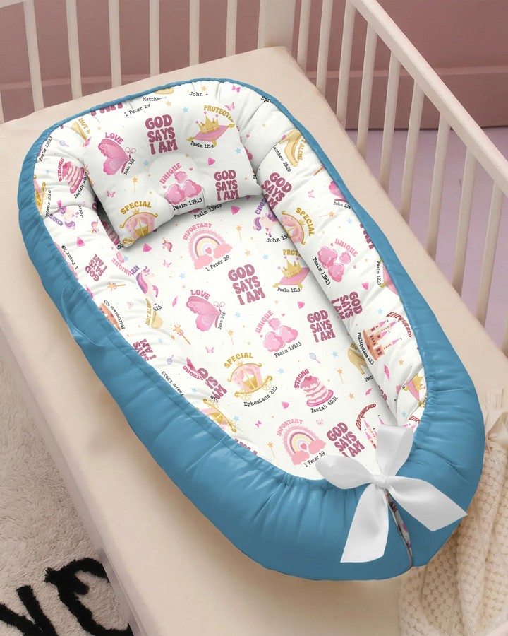 God Says I Am Girl Bamboo Baby Nest Bed