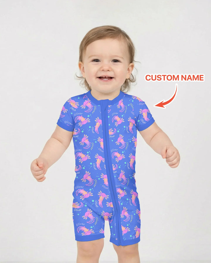 Axolotl Glow Custom Name Bamboo Shorty Zippy