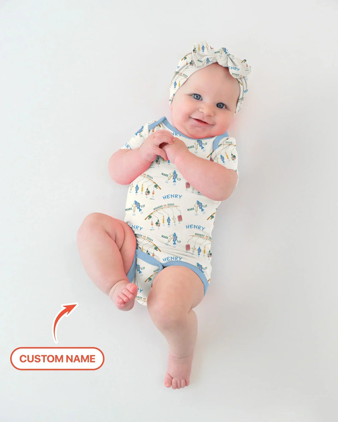 Hooked On Jesus Fishing Matching Bamboo Bodysuit