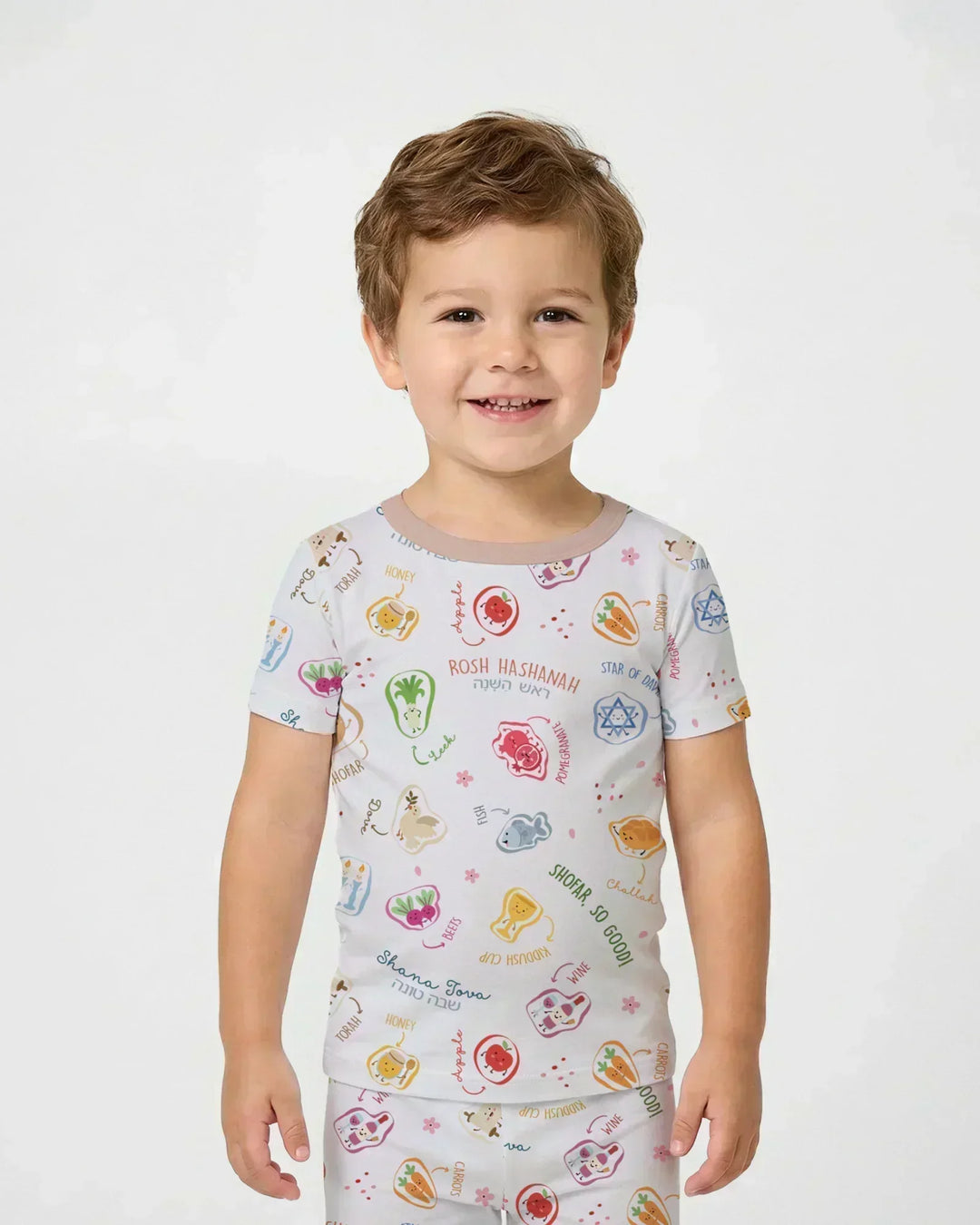 Happy Rosh Hashanah Bamboo Two Piece Short Sleeve Pajama Set