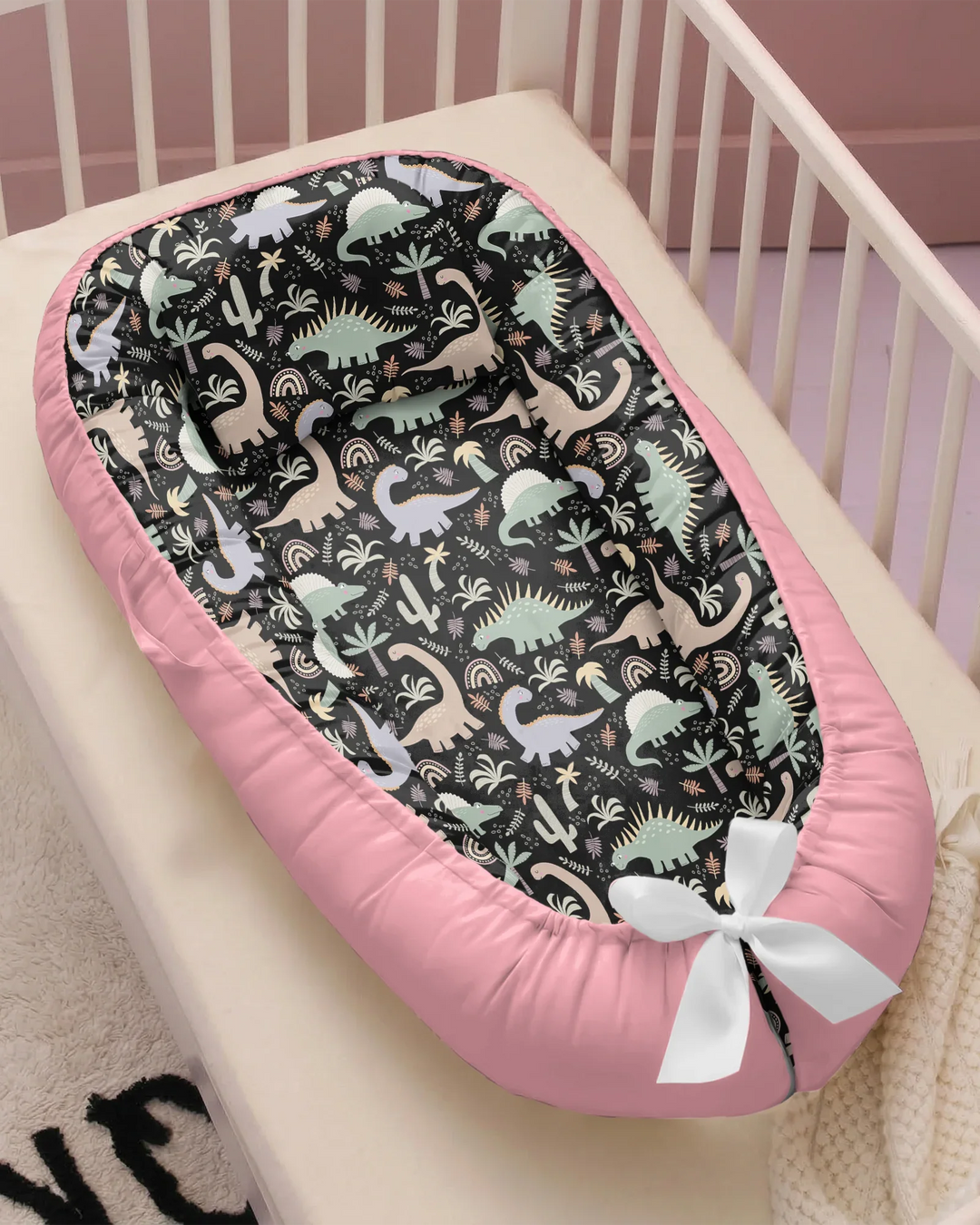 Navy Jurassic Jungle Bamboo Baby Nest Bed