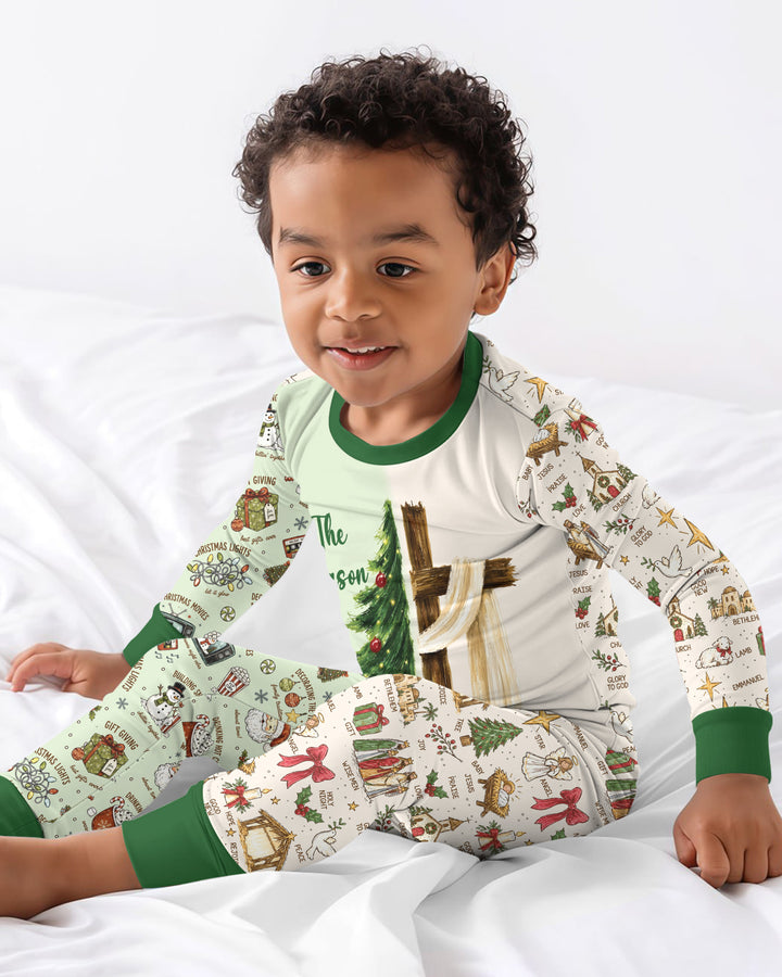 Jesus Is The Reason For The Season Family Matching Bamboo Two Piece Long Sleeve Pajama Set