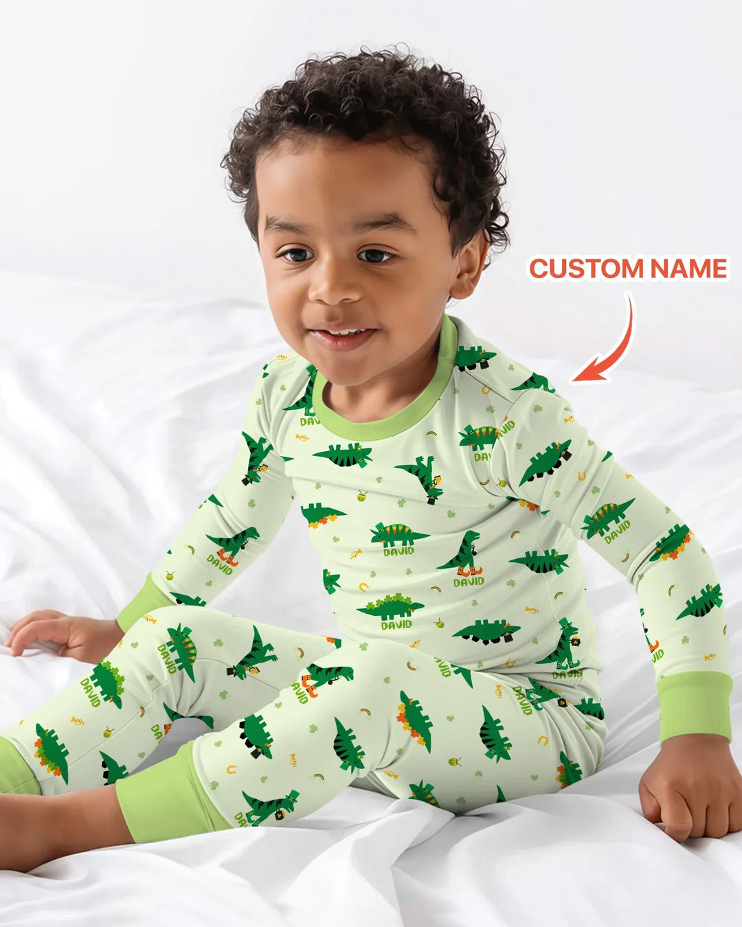 Lucky Dino Bamboo Two Piece Long Sleeve Pajama Set