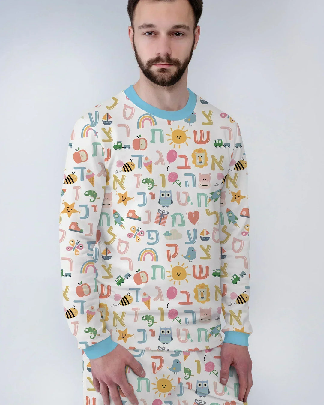 Hebrew Alphabet Bamboo Men's Pajama Set