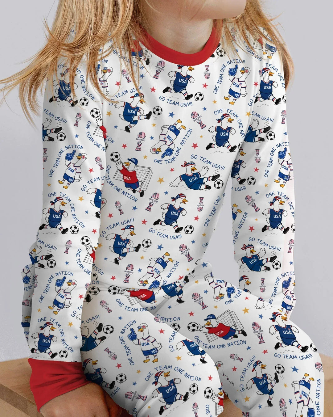 USA Soccer Goose Family Matching Bamboo Two Piece Long Sleeve Pajama Set