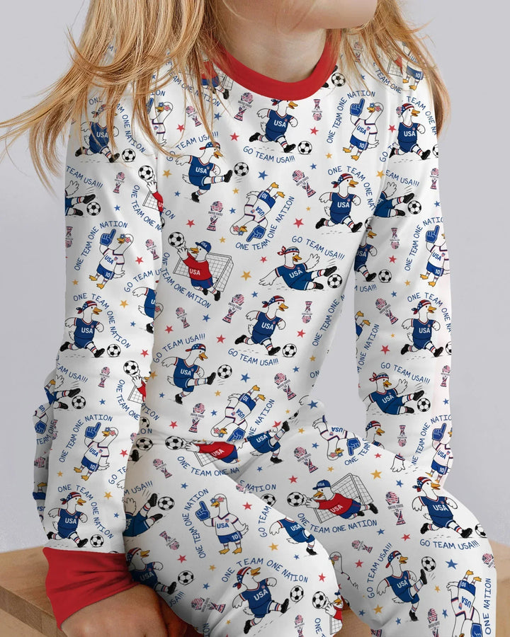 USA Soccer Goose Family Matching Bamboo Two Piece Long Sleeve Pajama Set