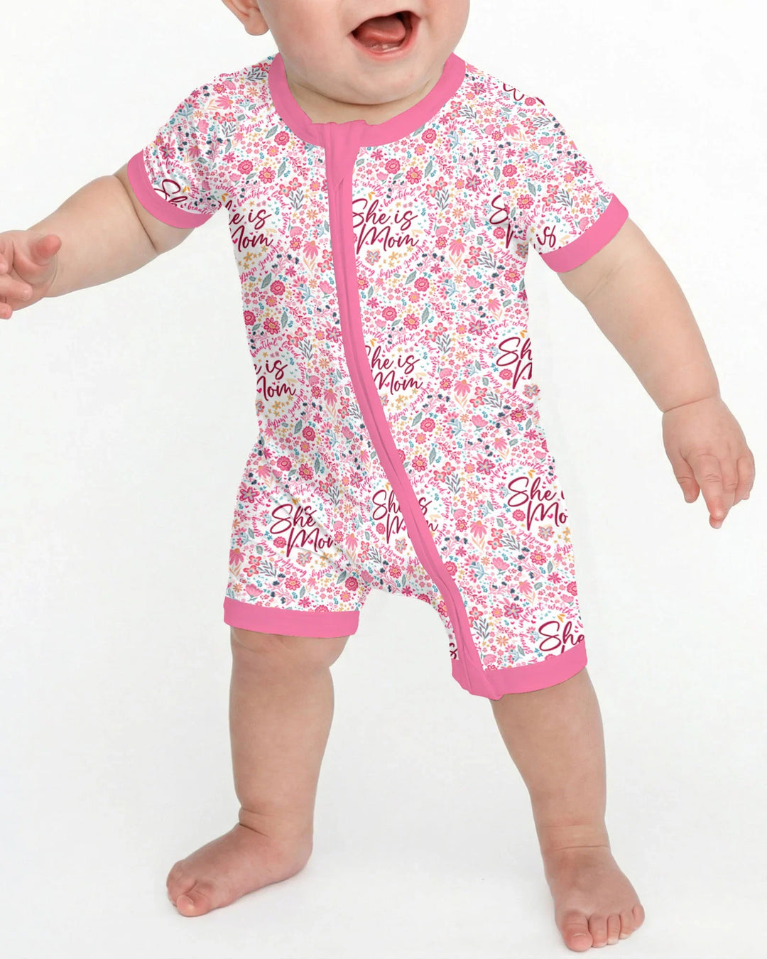 She Is Mom Floral Bamboo Shorty Zippy