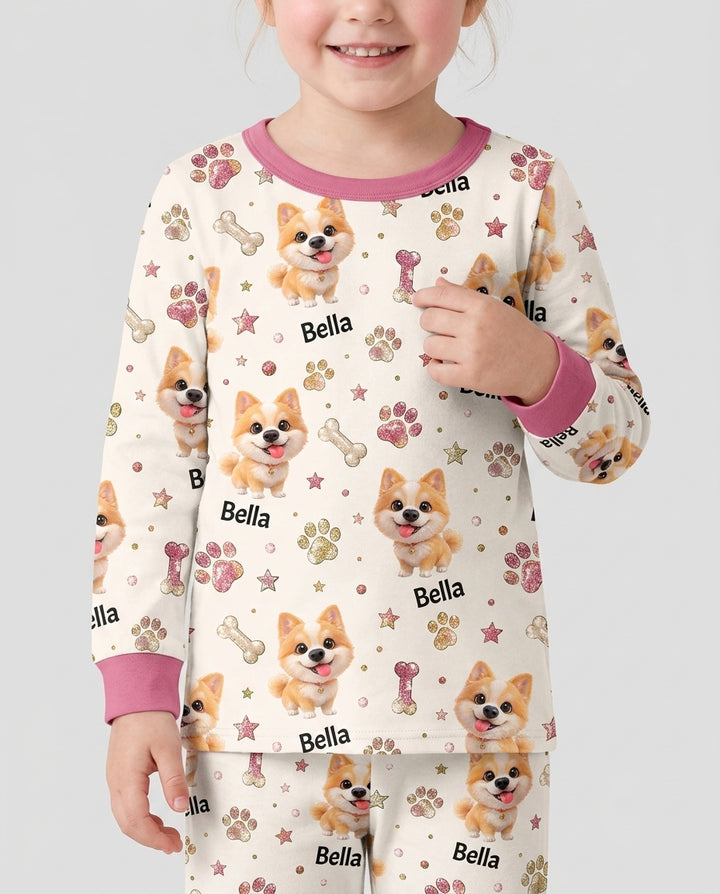 Little Cute Dogs Bamboo Two Piece Long Sleeve Pajama Set