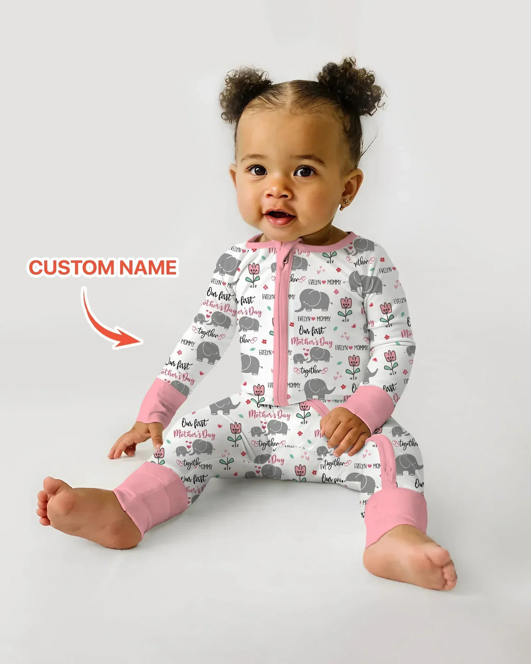 Custom Name Elephant Our First Mother's Day Bamboo Convertible Zippy