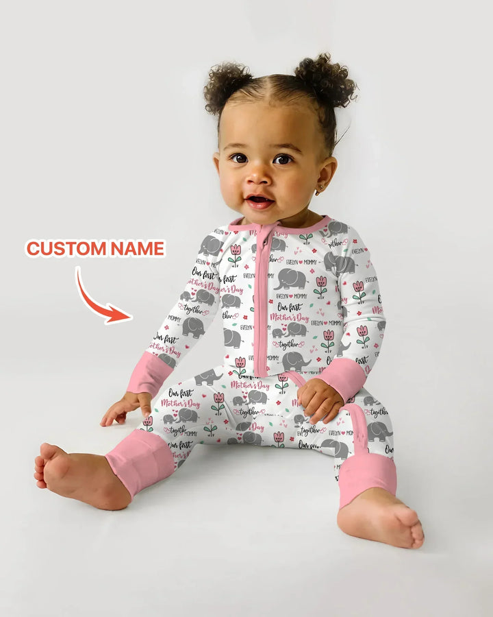 Custom Name Elephant Our First Mother's Day Bamboo Convertible Zippy