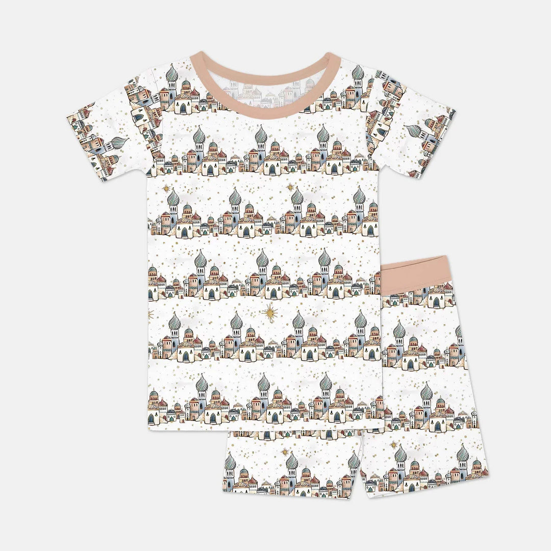 O Little Town of Bethlehem Bamboo Two Piece Short Sleeve Shorts Pajama Set