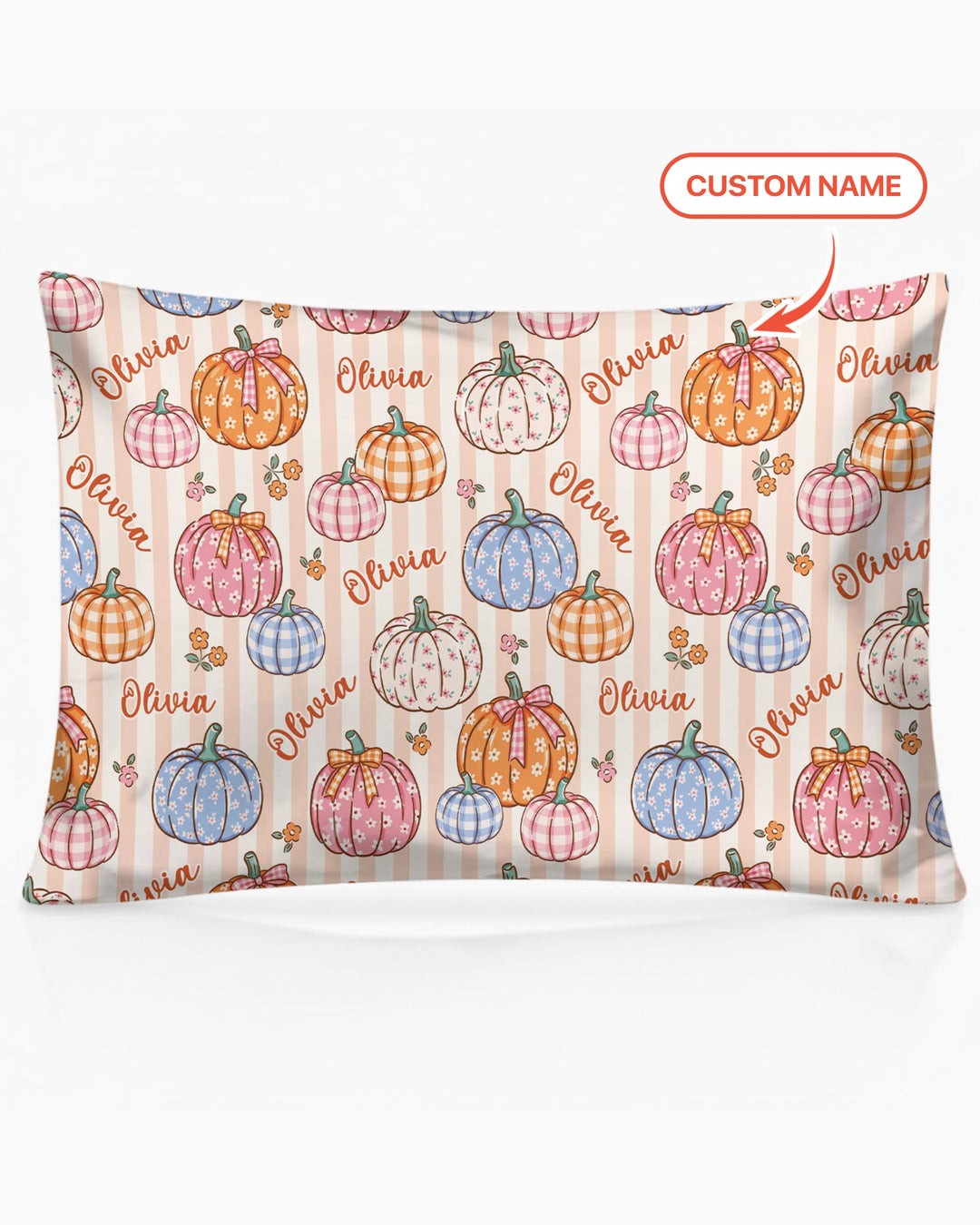 Custom Name Pumpkin Patch Bamboo Pillow Case