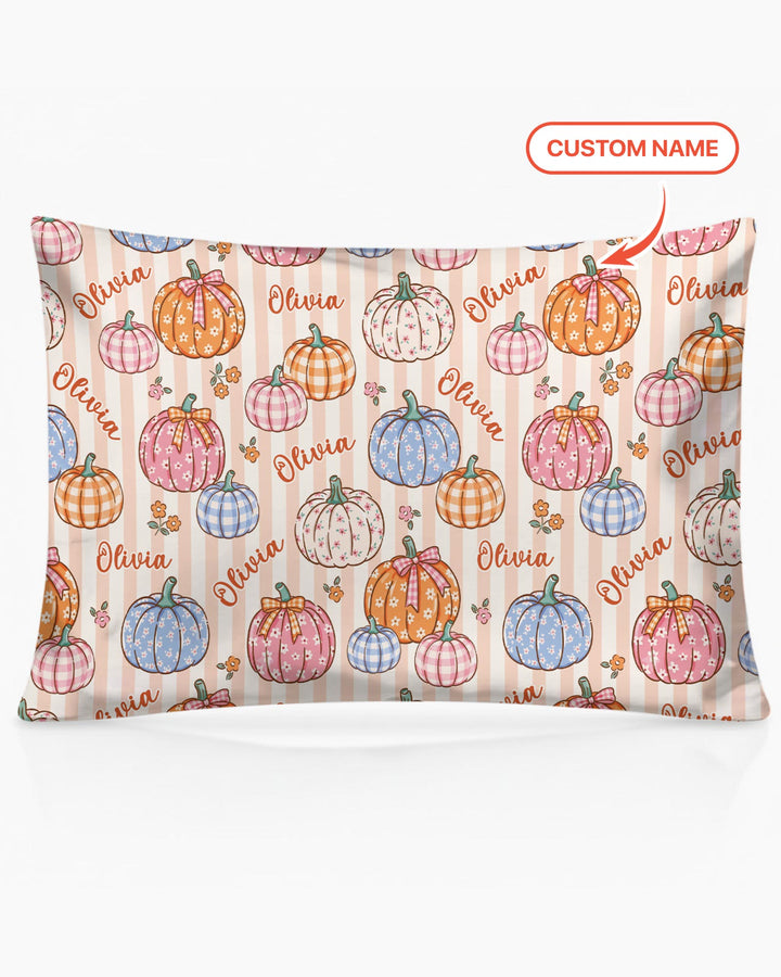 Custom Name Pumpkin Patch Bamboo Pillow Case
