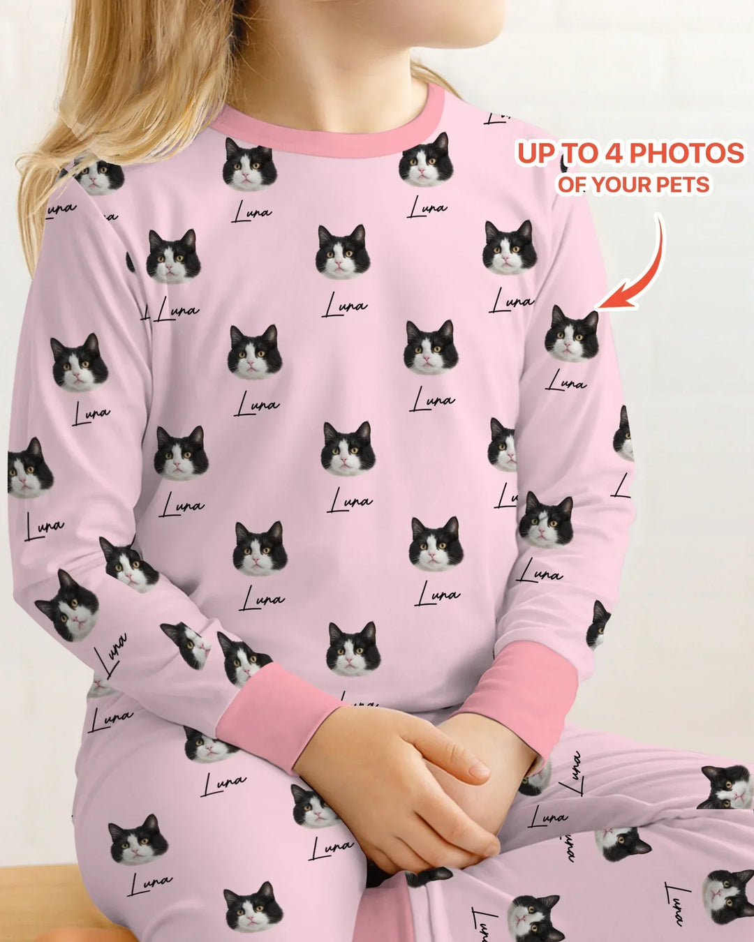 Custom Name and Pet Photos Bamboo Two Piece Long Sleeve Pajama Set