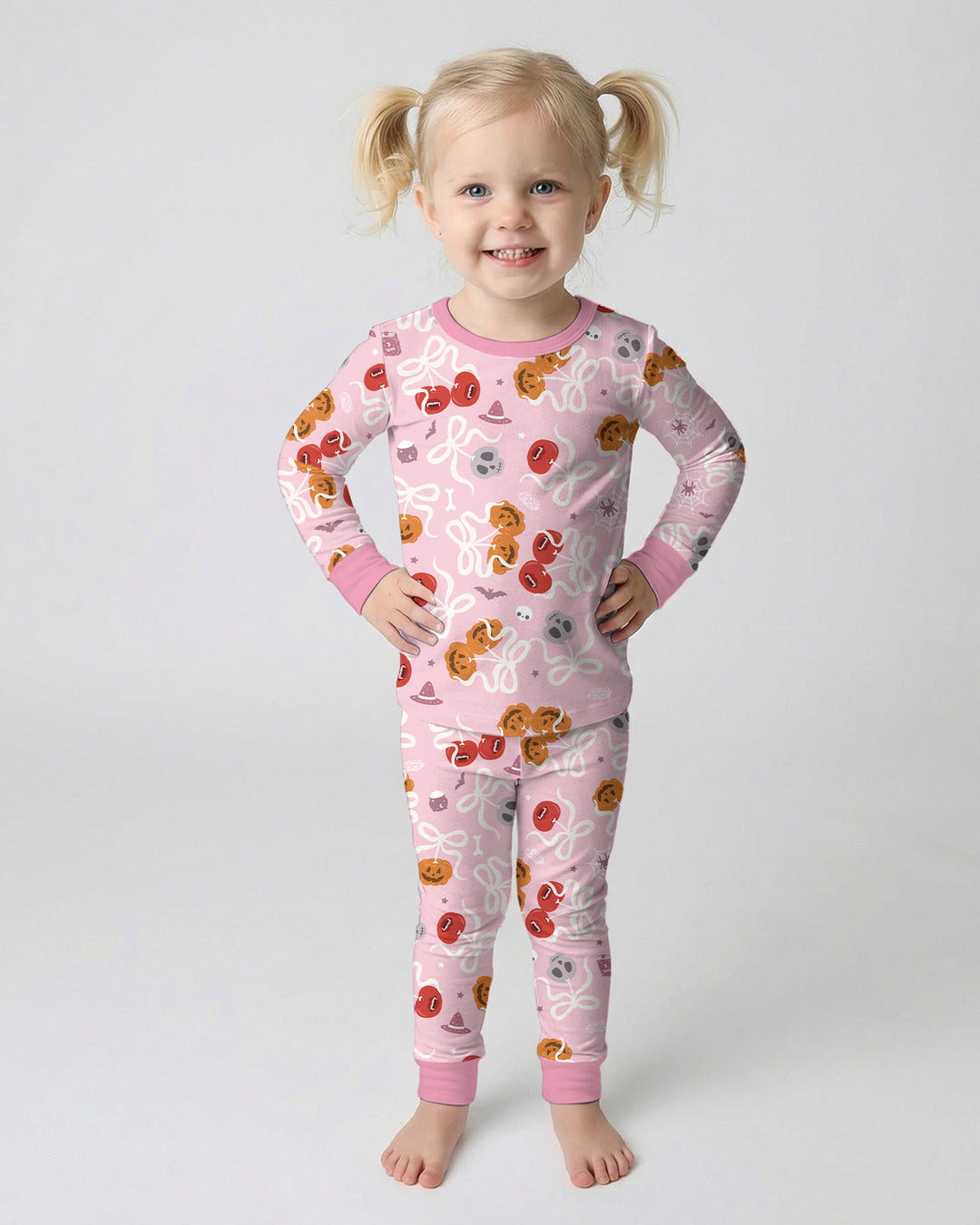 Spooky Halloween Cherry Matching Bamboo Two Piece Long Sleeve Pajama Set