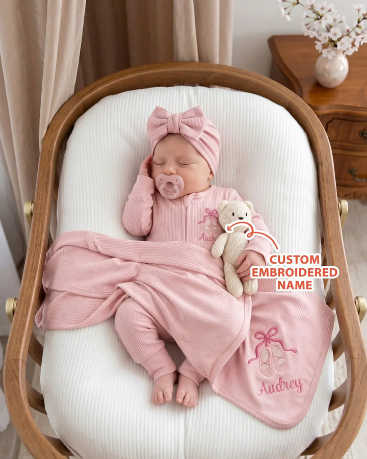 Personalized Sweet Ballet Babe Embroidered Ribbed Bamboo Bundle