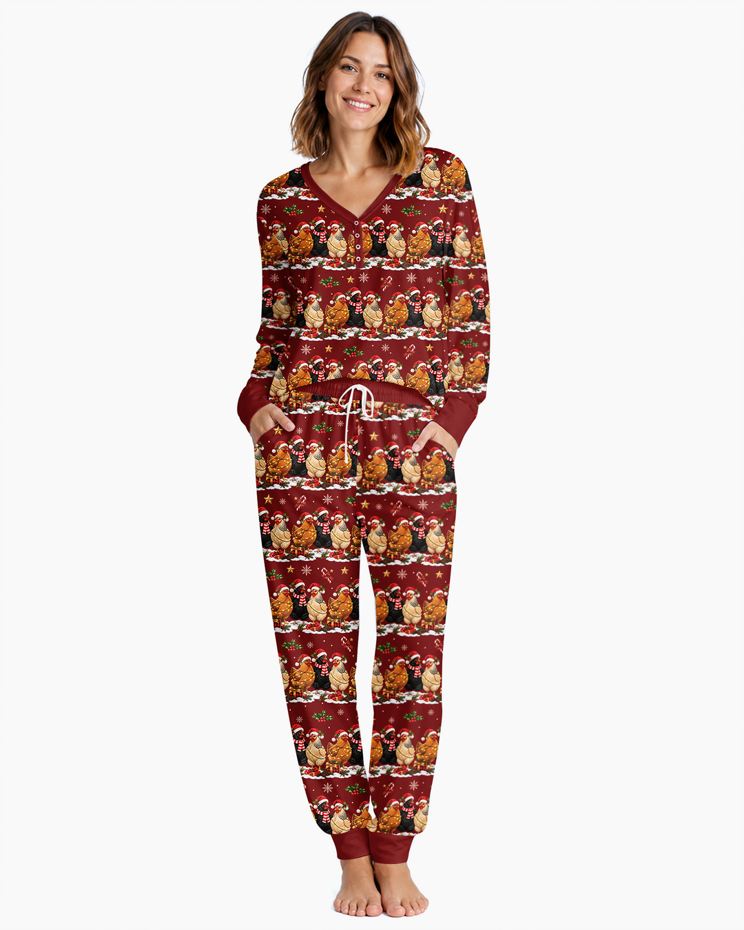 Farm Chicken Christmas Bamboo Women Pajama Set