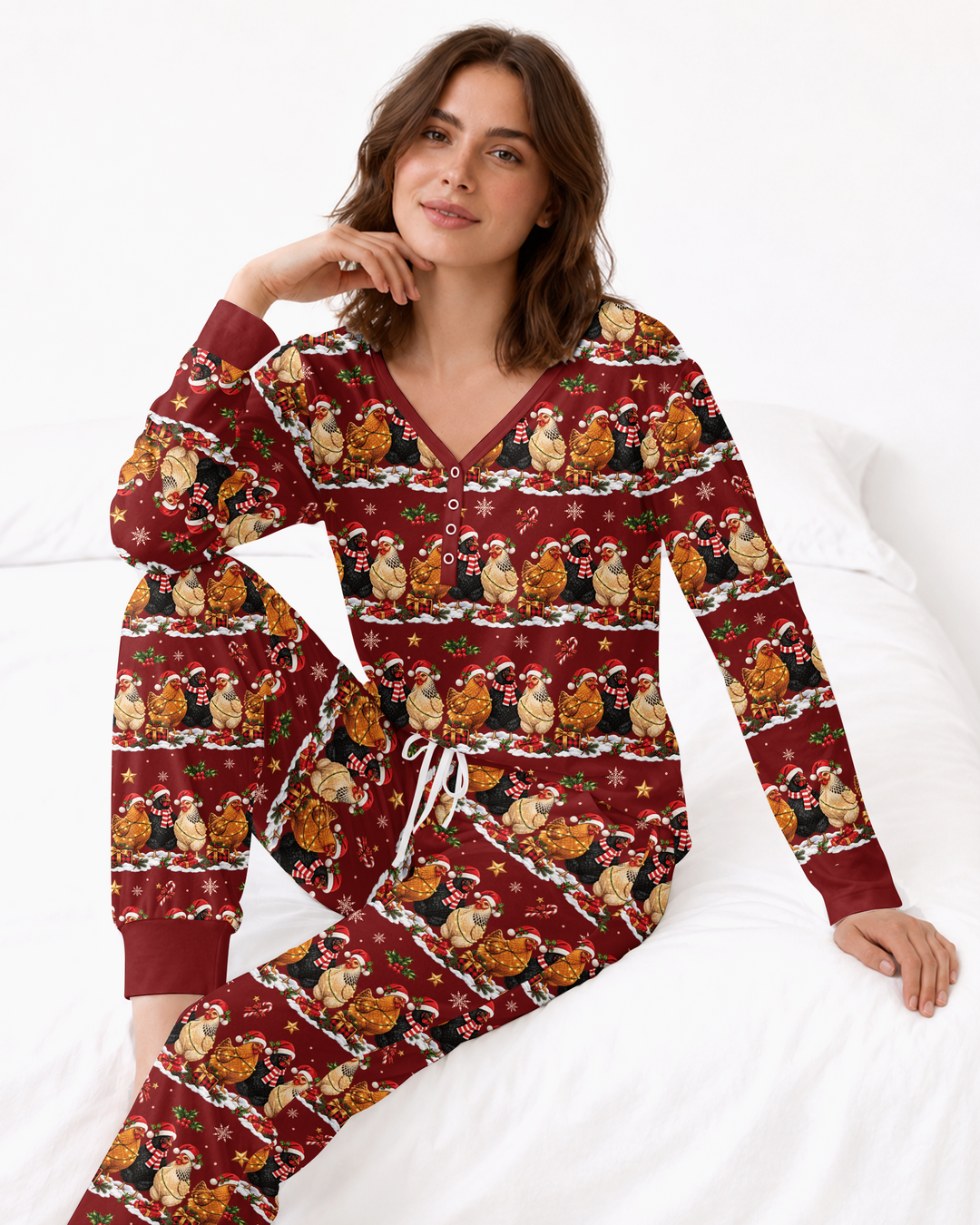 Farm Chicken Christmas Bamboo Women Pajama Set
