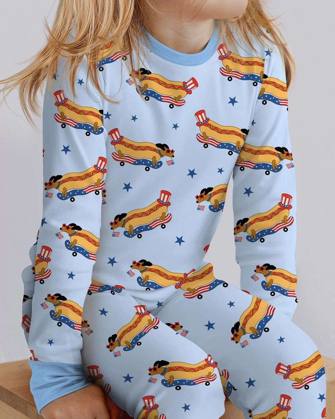 American Hot Dog Bamboo Two Piece Long Sleeve Pajama Set