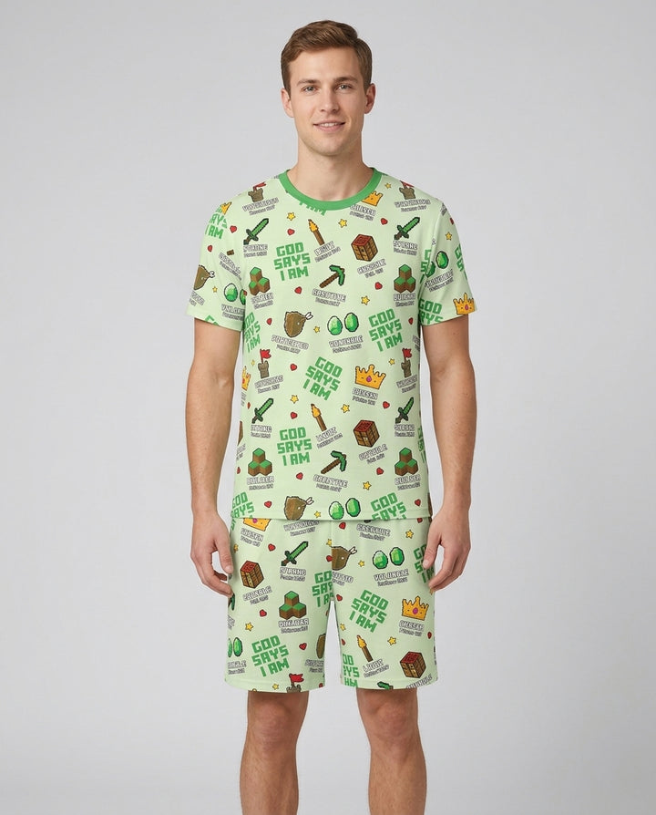Christian Gamer Bamboo Men Short Sleeve Short Pajama Set