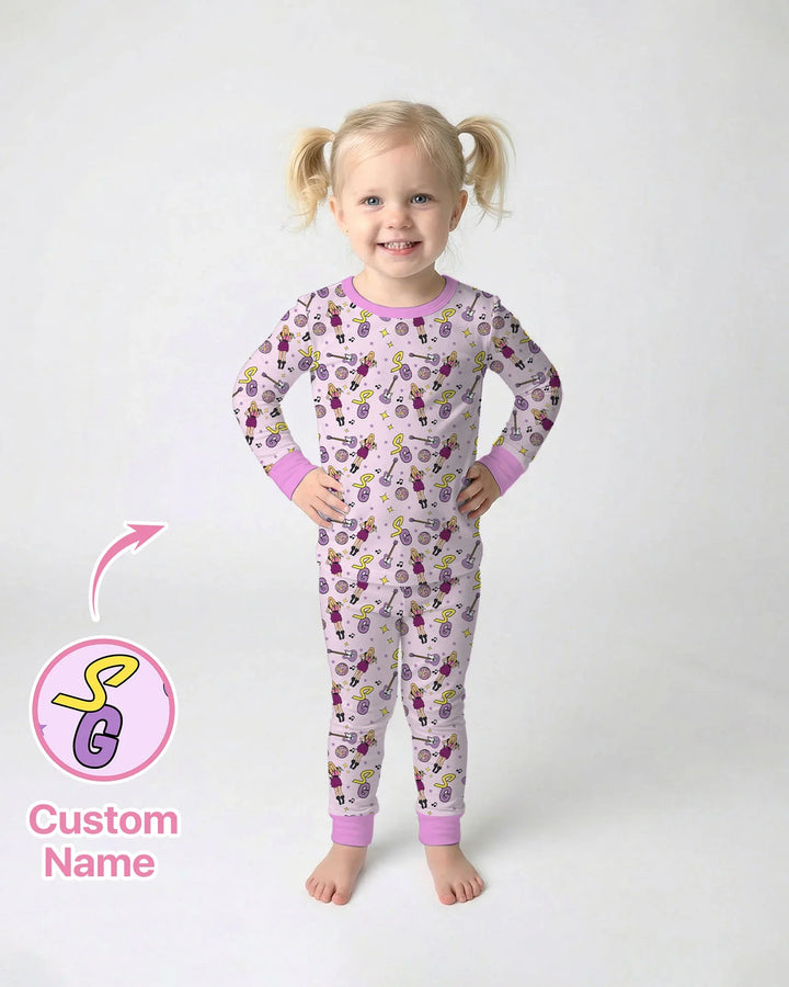 Custom Name Mini Rockstar Two Piece Long Sleeve Pajama Set