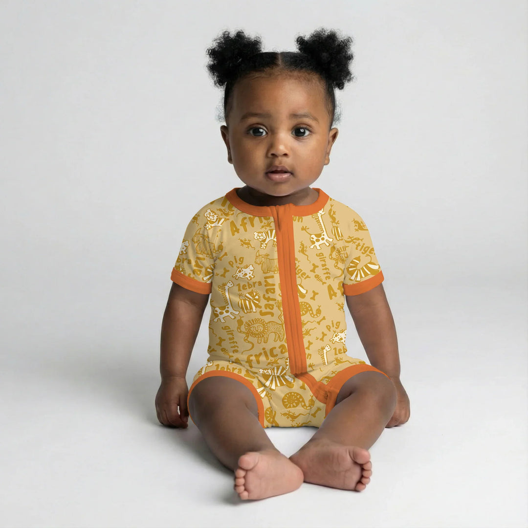 Handdrawn African Animals Bamboo Shorty Zippy