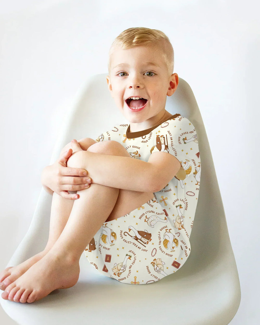 Jesus Loves You Silly Goose Bamboo Two Piece Short Sleeve Shorts Pajama Set