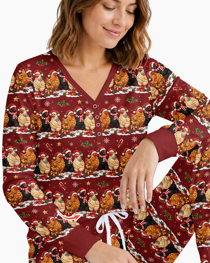 Farm Chicken Christmas Bamboo Women Pajama Set