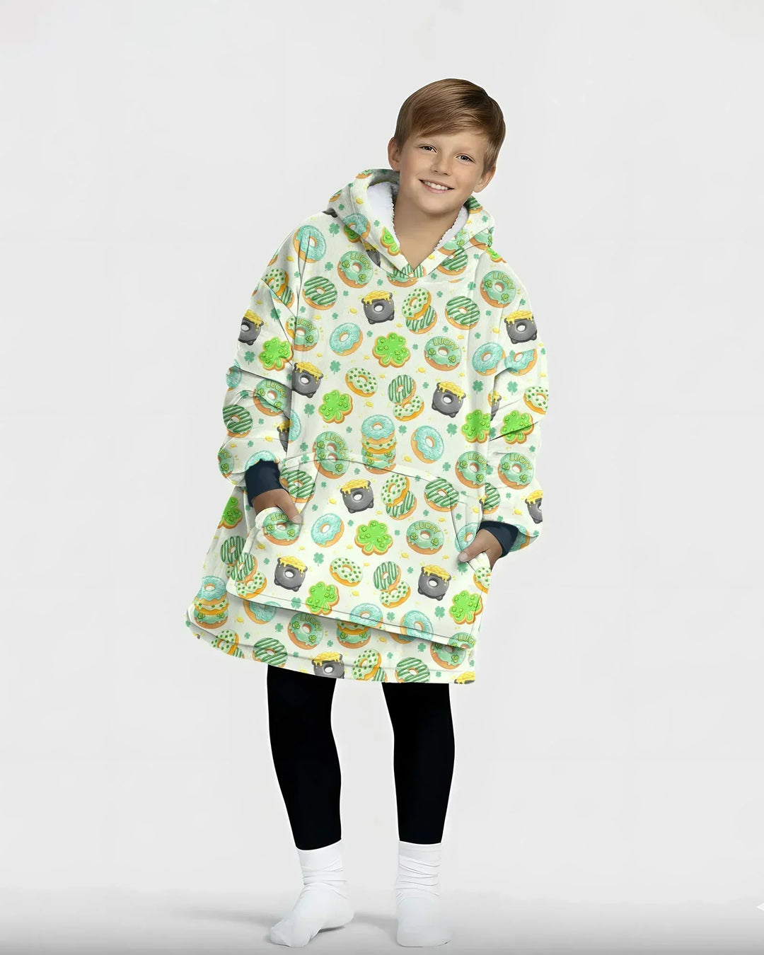 St. Patrick's Day Donut Wearable Bamboo Blanket Hoodie