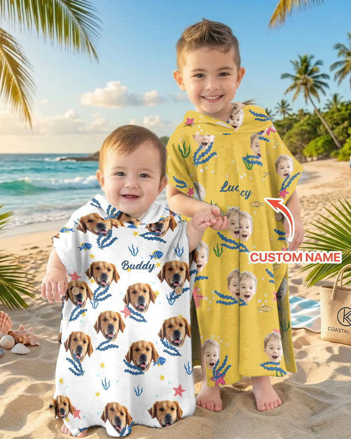 Custom Photo We All Need Vitamin Sea Bamboo Swim Poncho