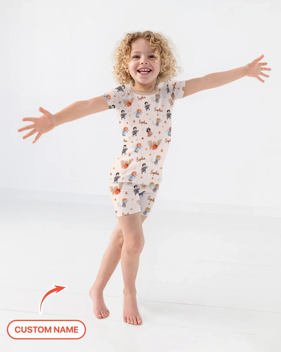 Guardian Angels Custom Name Bamboo Two Piece Short Sleeve Shorts Pajama Set