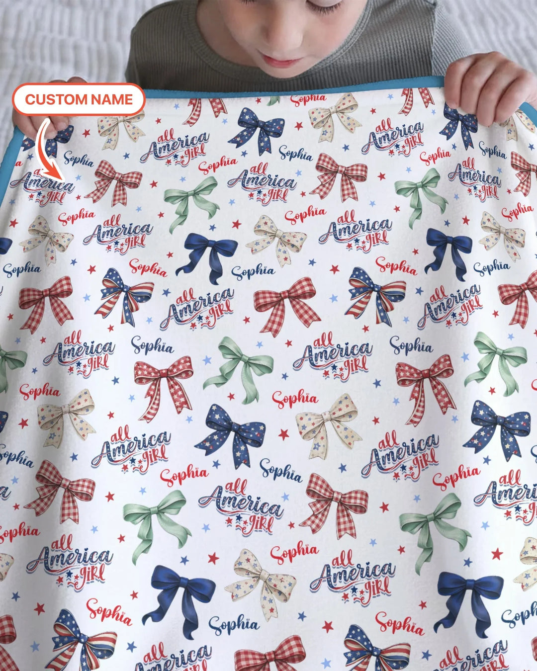 Custom Name All American Girl Bamboo Blanket