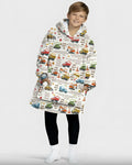 Bible Verse Construction Trucks Wearable Bamboo Blanket Hoodie