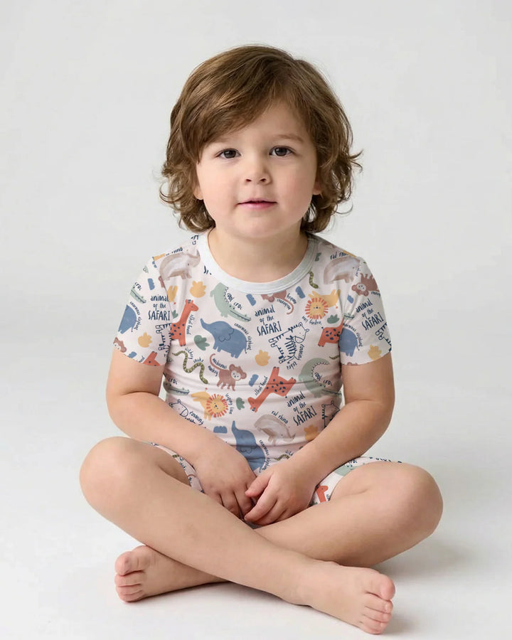 Funny African Animals Bamboo Two Piece Short Sleeve Shorts Pajama Set