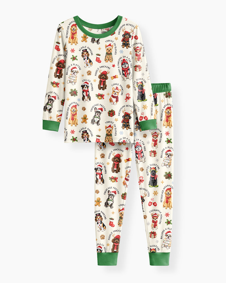 The 12 Dogs Of Christmas Bamboo Two Piece Long Sleeve Pajama Set