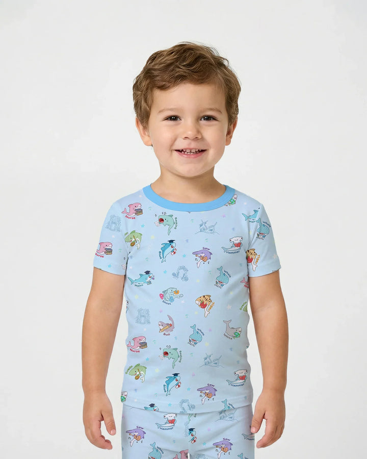 Shark School Bamboo Two Piece Short Sleeve Pajama Set