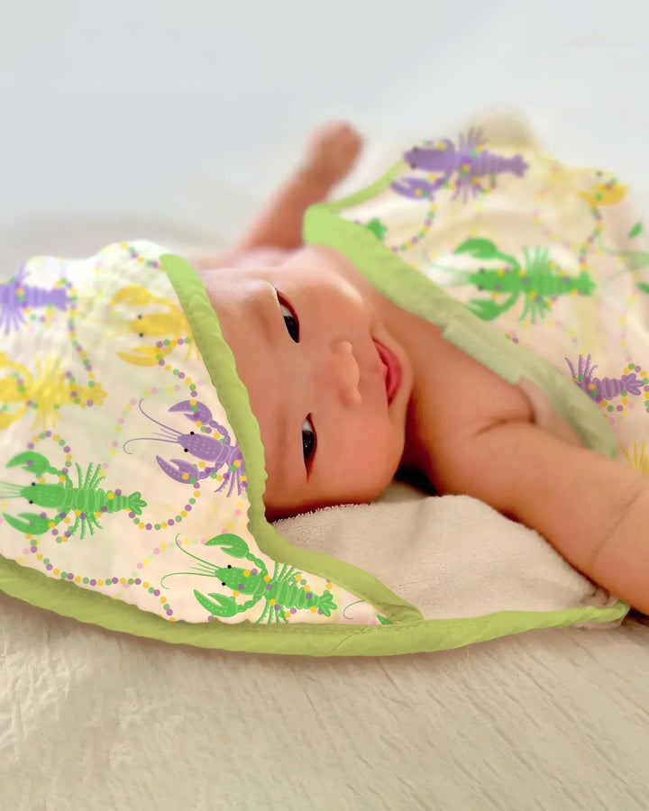 Mardi Gras Crawfish Family Matching Hooded Bamboo Towel Set
