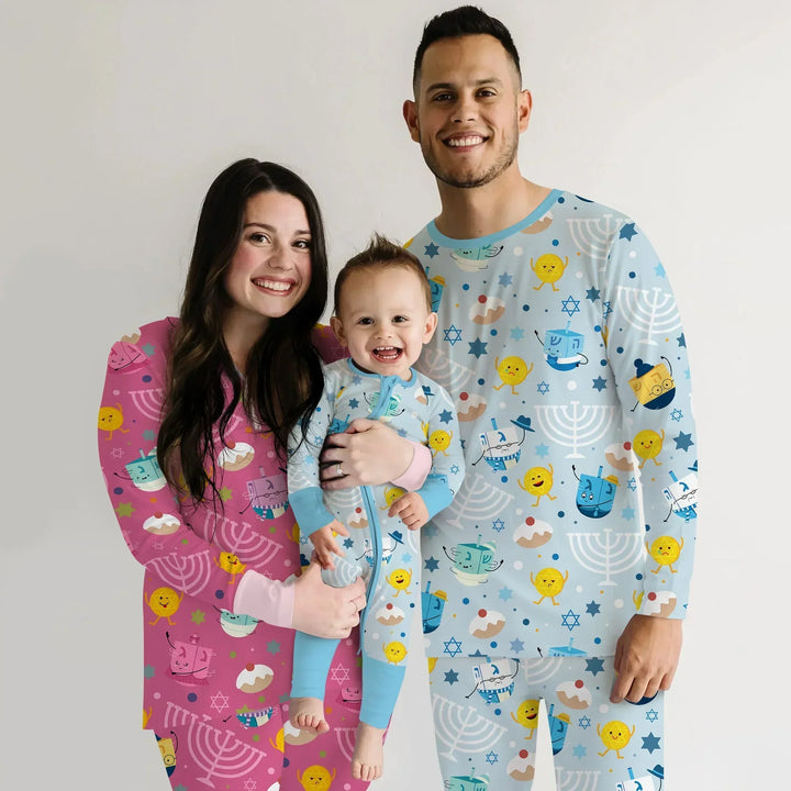 Hanukkah Little Dreidel Family Bamboo Men's Pajama Set