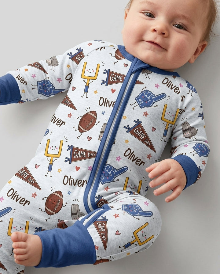Custom Name Football Game Day Bamboo Convertible Zippy