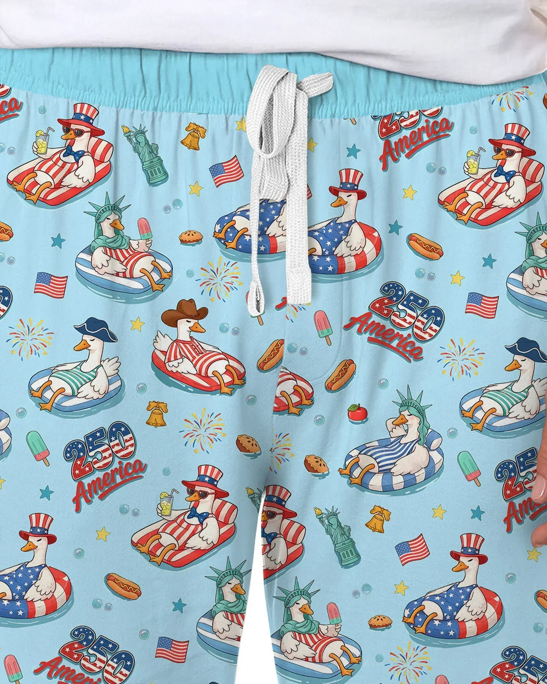 250 America Patriotic Goose Family Matching Bamboo Men's Pajama Set