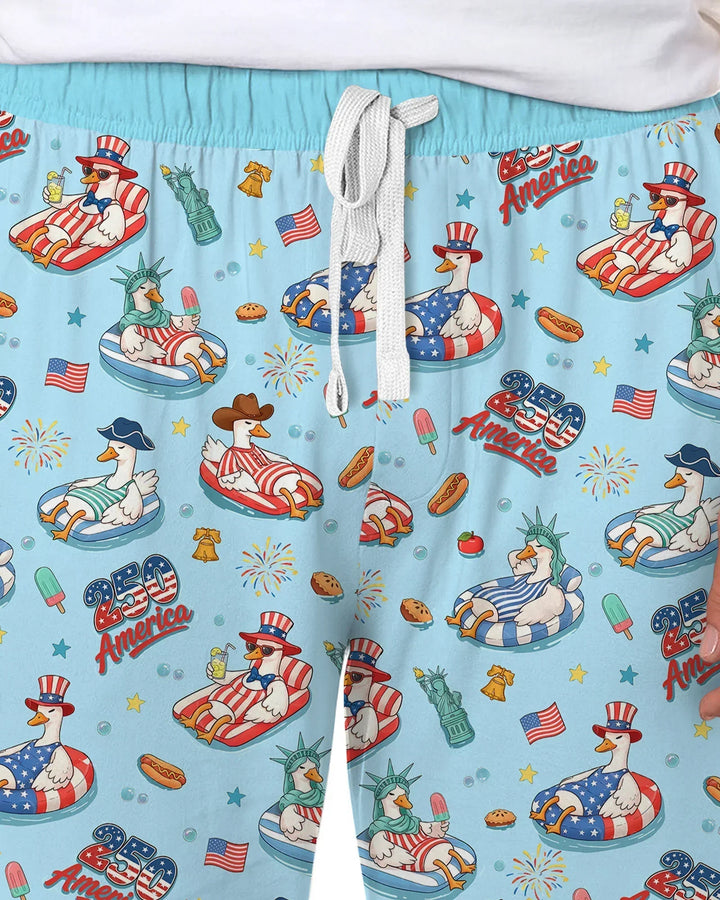250 America Patriotic Goose Family Matching Bamboo Men's Pajama Set