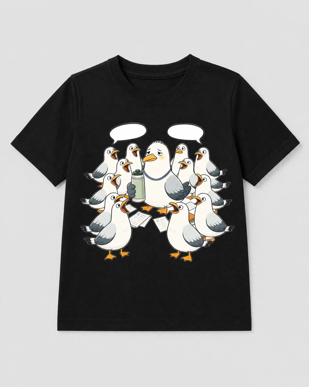 Custom Funny Seagull Bamboo Crewneck T-Shirt
