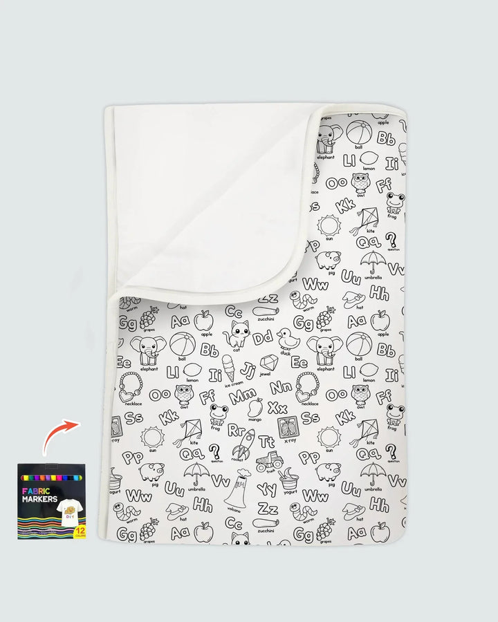 All Colorable Alphabet Bamboo Blanket