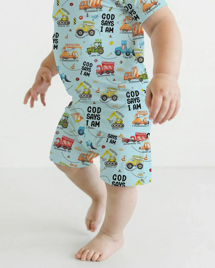 God Says I Am Boy Bamboo Two Piece Short Sleeve Shorts Pajama Set
