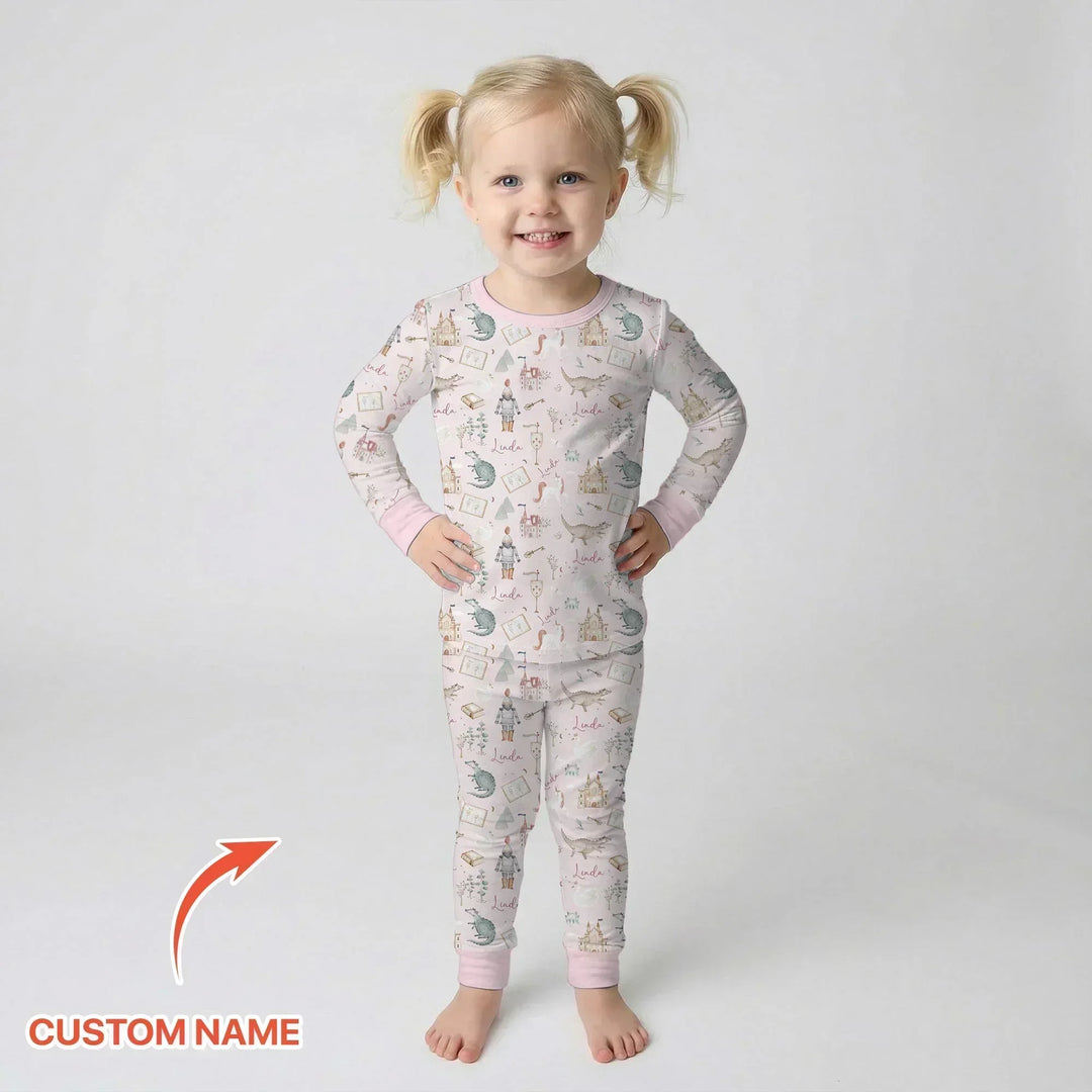 Adventure Dreams Custom Name Bamboo Two Piece Long Sleeve Pajama Set